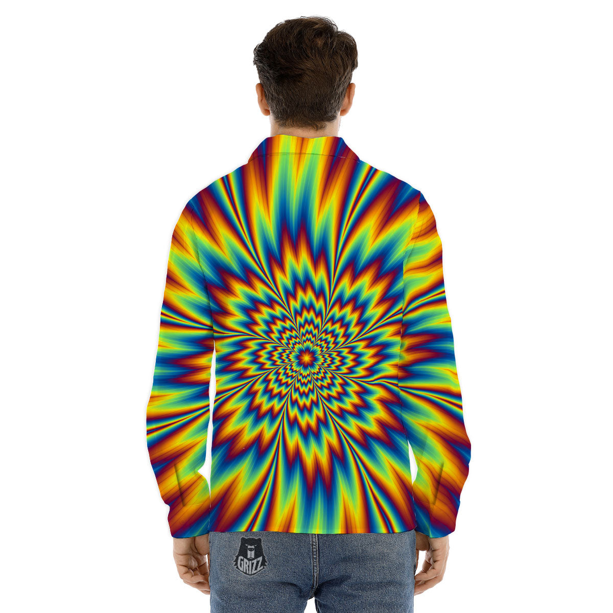 Optical Illusion Neon Psychedelic Men's Dress Shirts-grizzshop