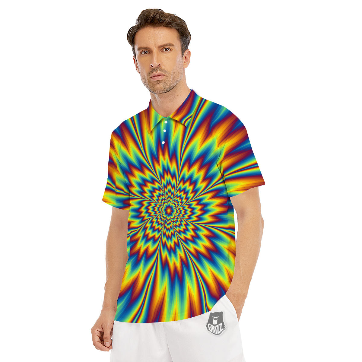 Optical Illusion Neon Psychedelic Men's Golf Shirts-grizzshop
