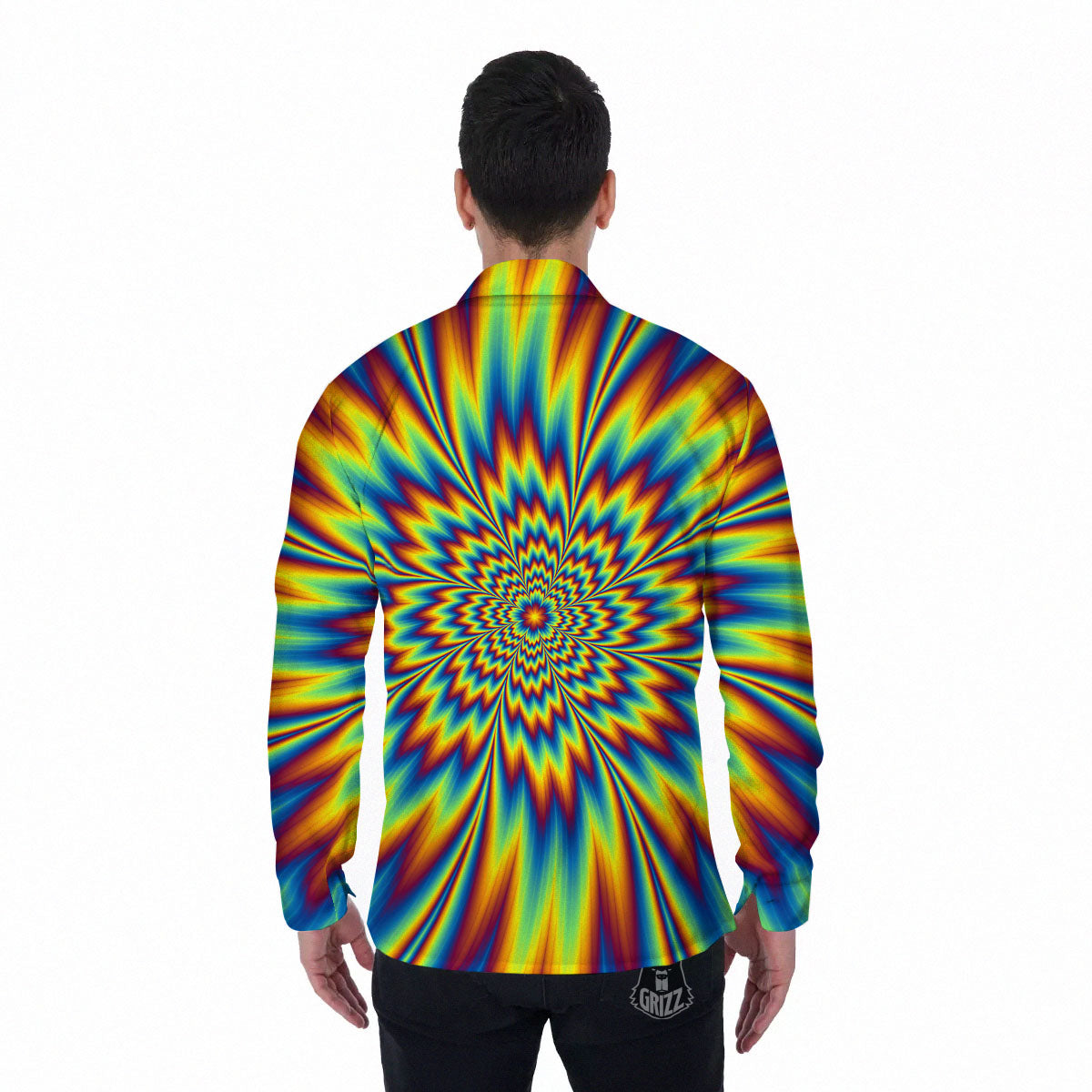 Optical Illusion Neon Psychedelic Men's Long Sleeve Shirts-grizzshop