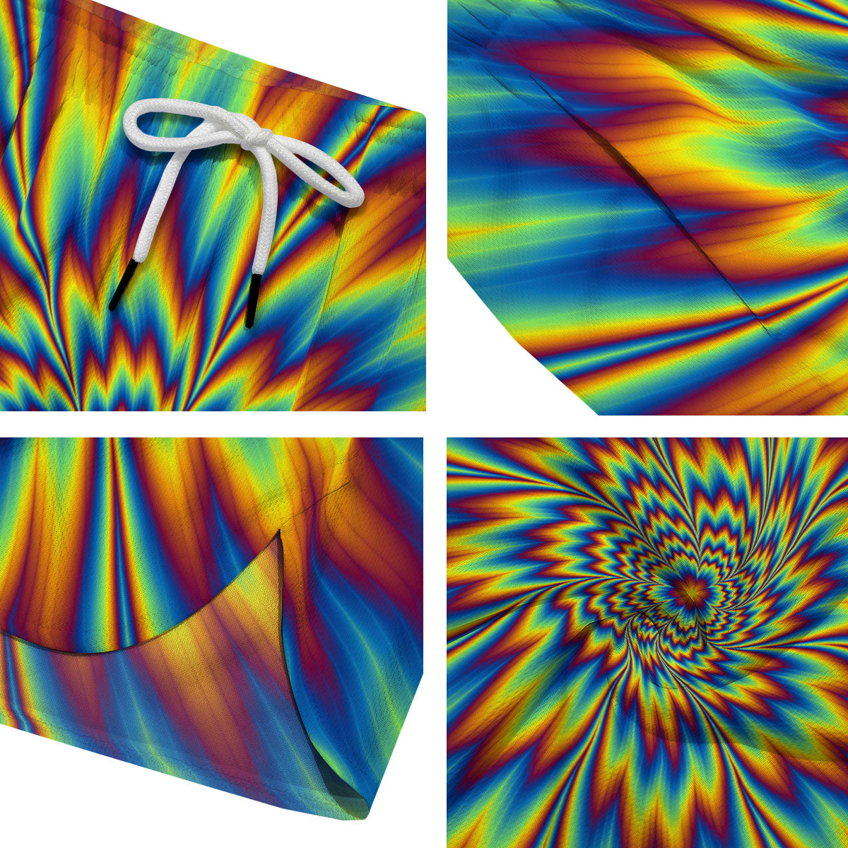 Optical Illusion Neon Psychedelic Men's Running Shorts-grizzshop