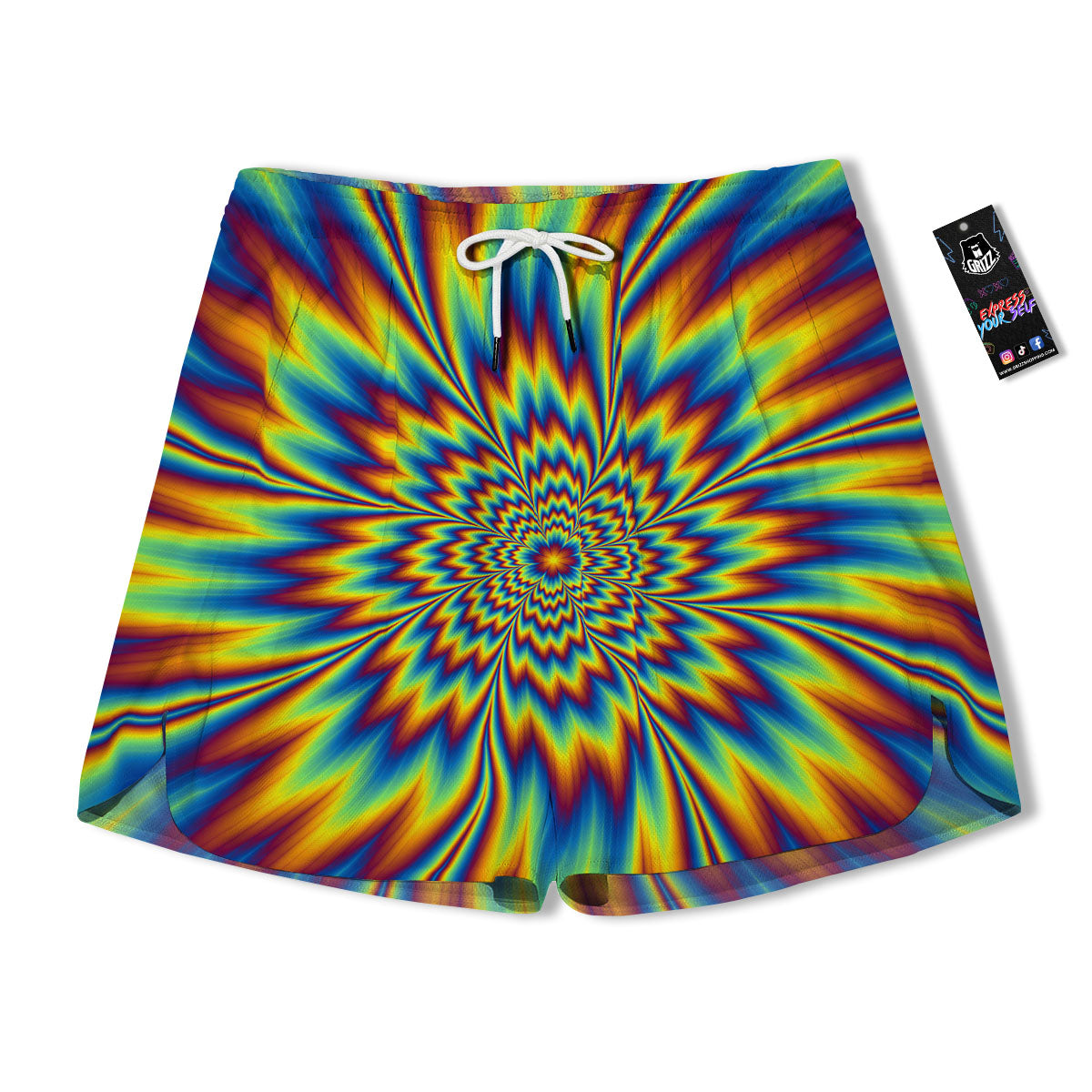 Optical Illusion Neon Psychedelic Men's Running Shorts-grizzshop