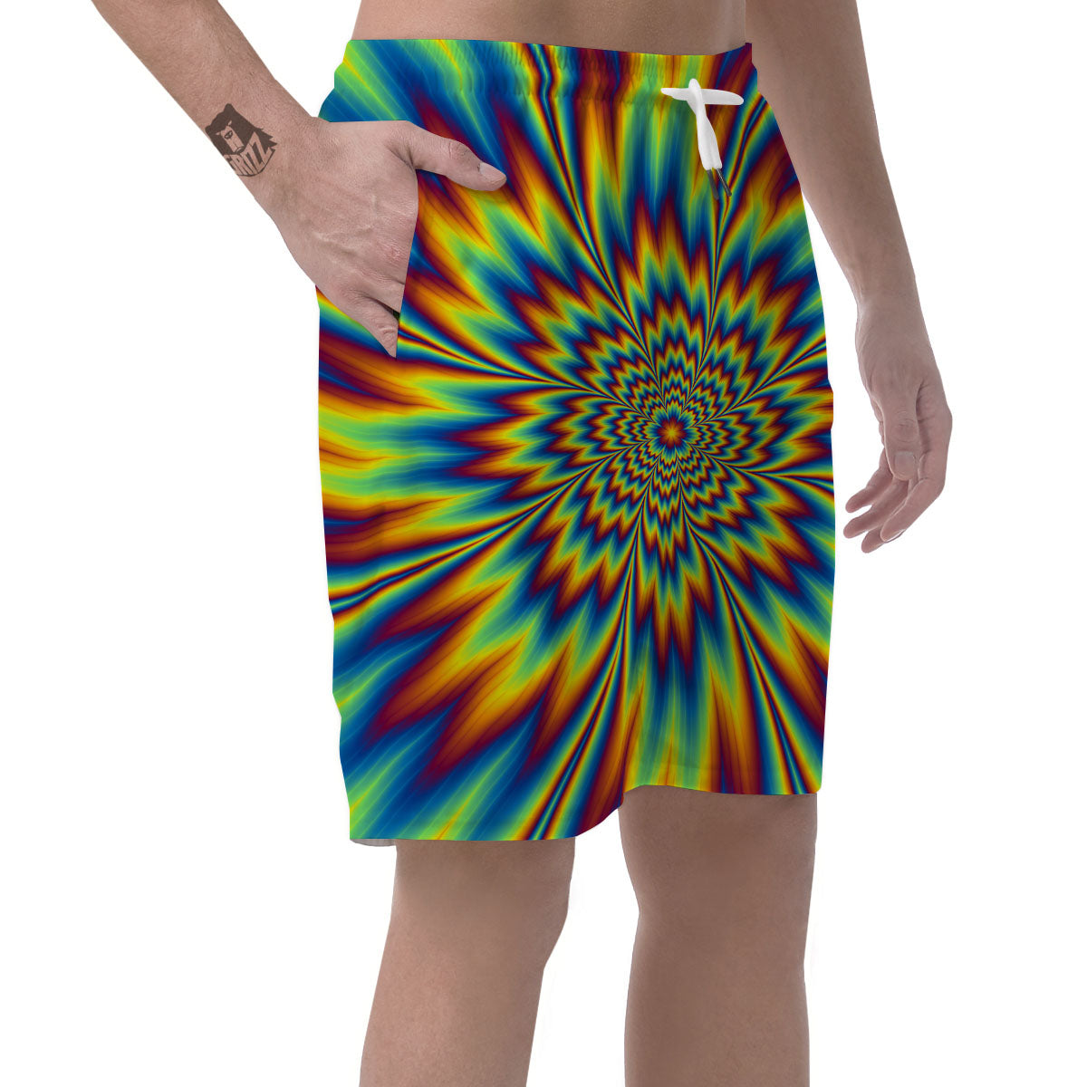 Optical Illusion Neon Psychedelic Men's Shorts-grizzshop