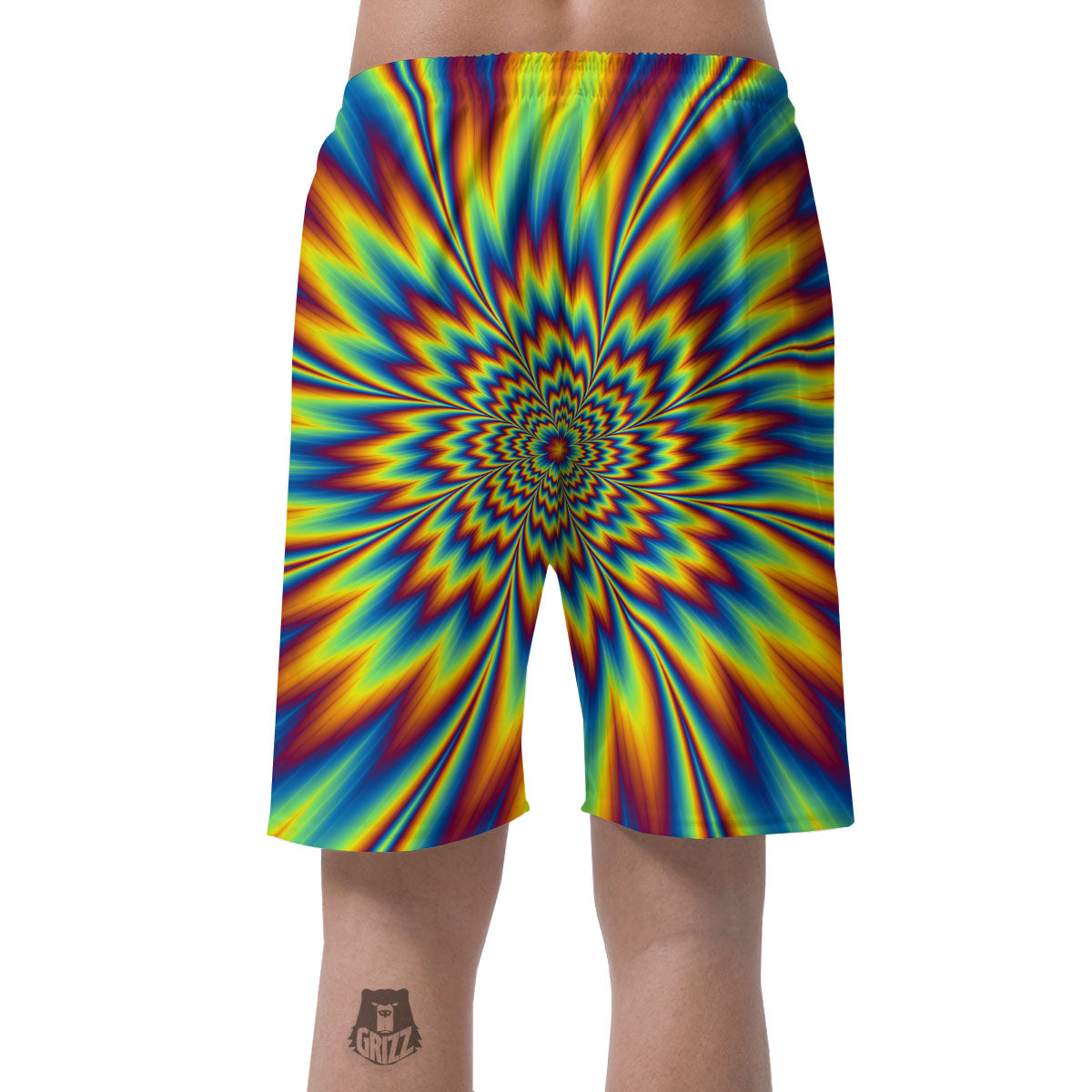 Optical Illusion Neon Psychedelic Men's Shorts-grizzshop