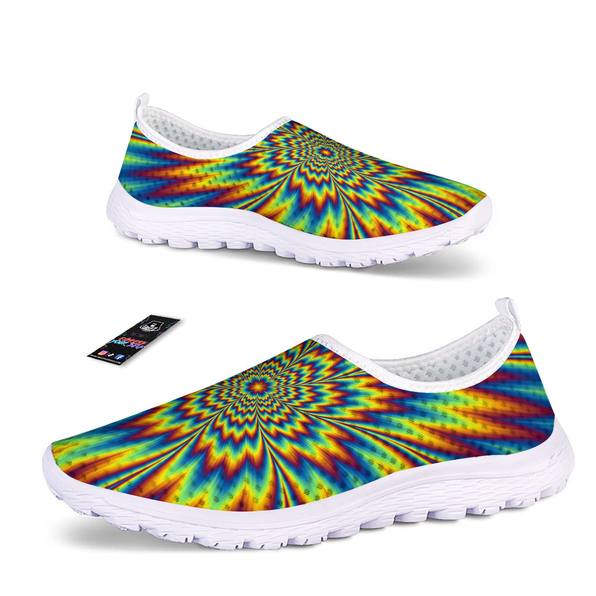 Optical Illusion Neon Psychedelic Nurse Shoes-grizzshop