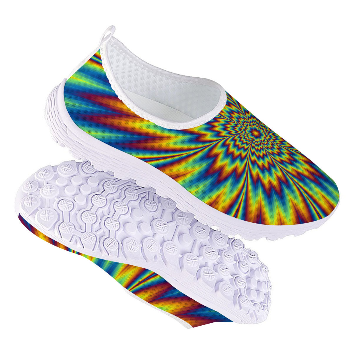 Optical Illusion Neon Psychedelic Nurse Shoes-grizzshop
