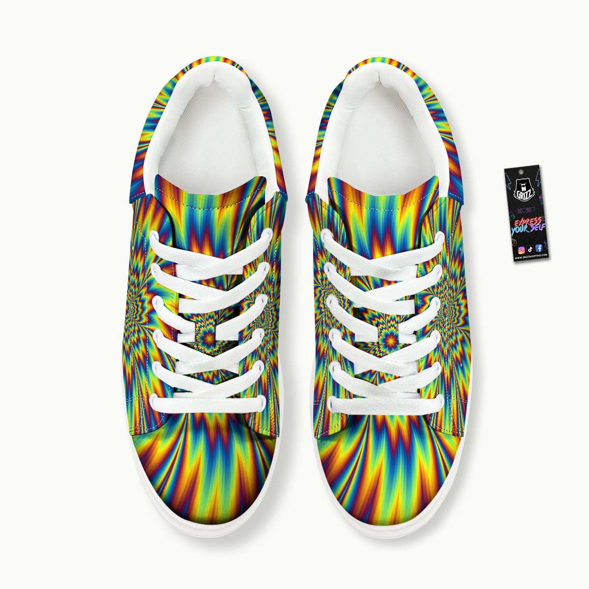 Optical Illusion Neon Psychedelic Platform Shoes-grizzshop
