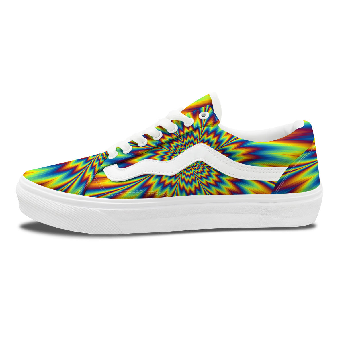 Optical Illusion Neon Psychedelic Skate Shoes-grizzshop