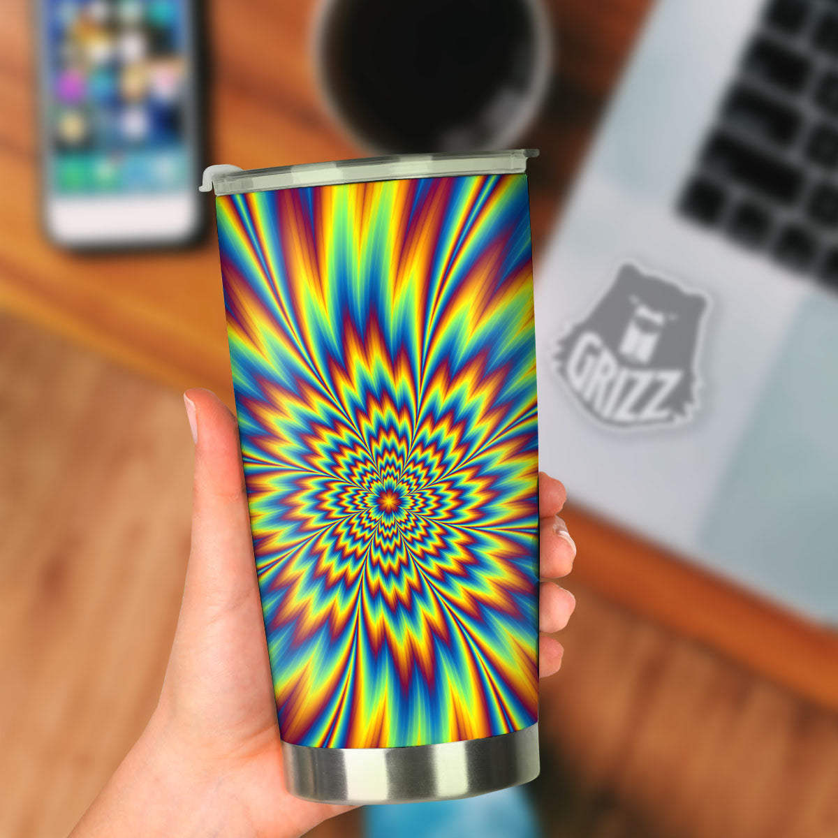 Optical Illusion Neon Psychedelic Tumbler-grizzshop