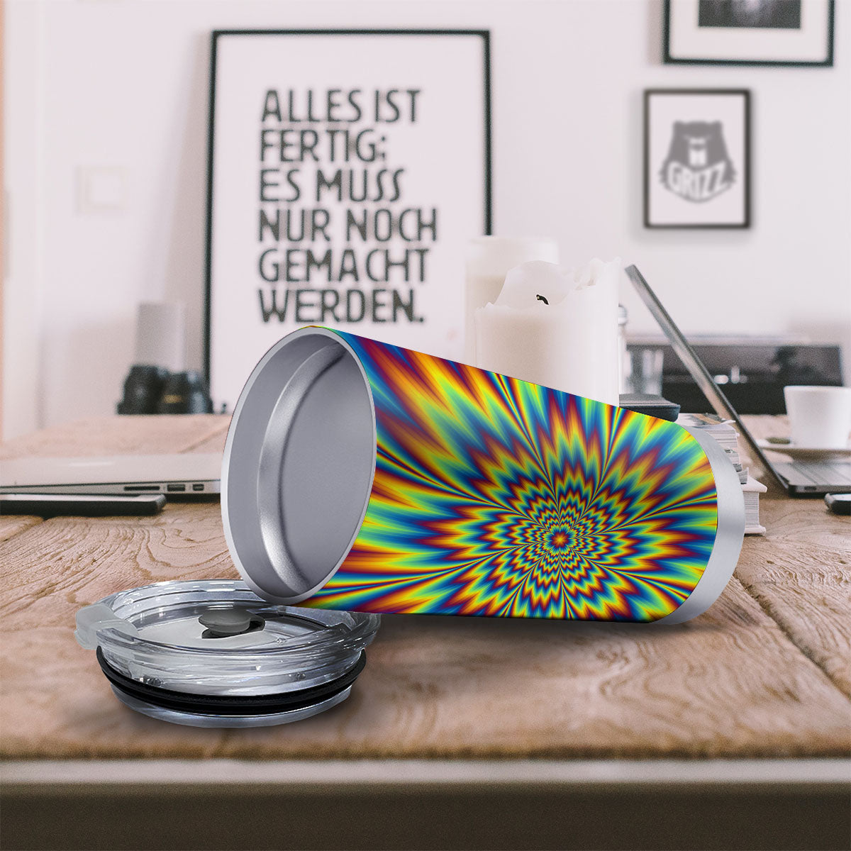 Optical Illusion Neon Psychedelic Tumbler-grizzshop