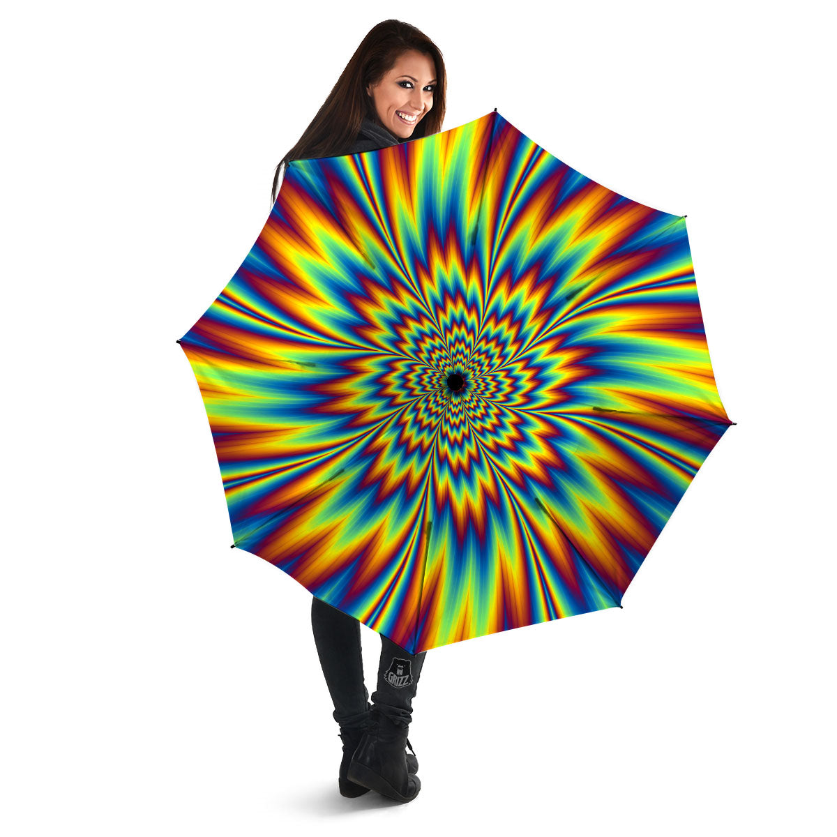 Optical Illusion Neon Psychedelic Umbrella-grizzshop