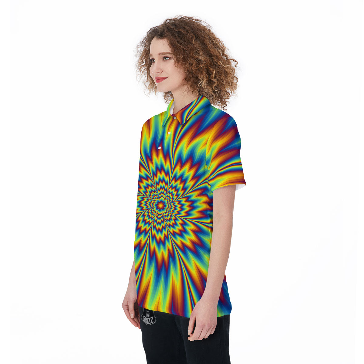 Optical Illusion Neon Psychedelic Women's Golf Shirts-grizzshop