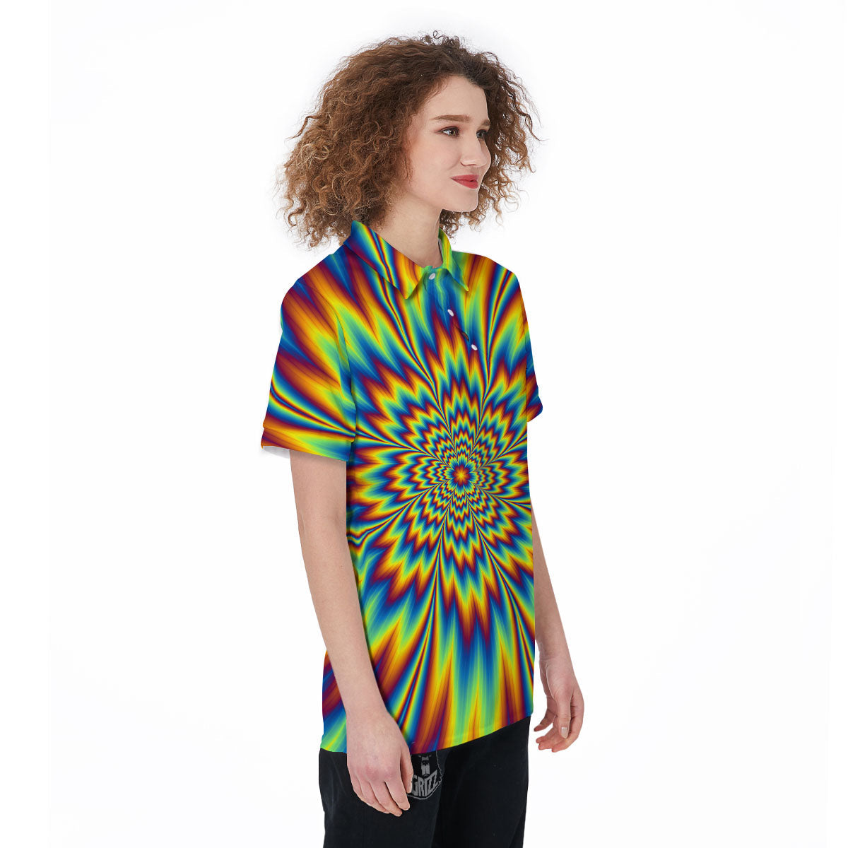 Optical Illusion Neon Psychedelic Women's Golf Shirts-grizzshop