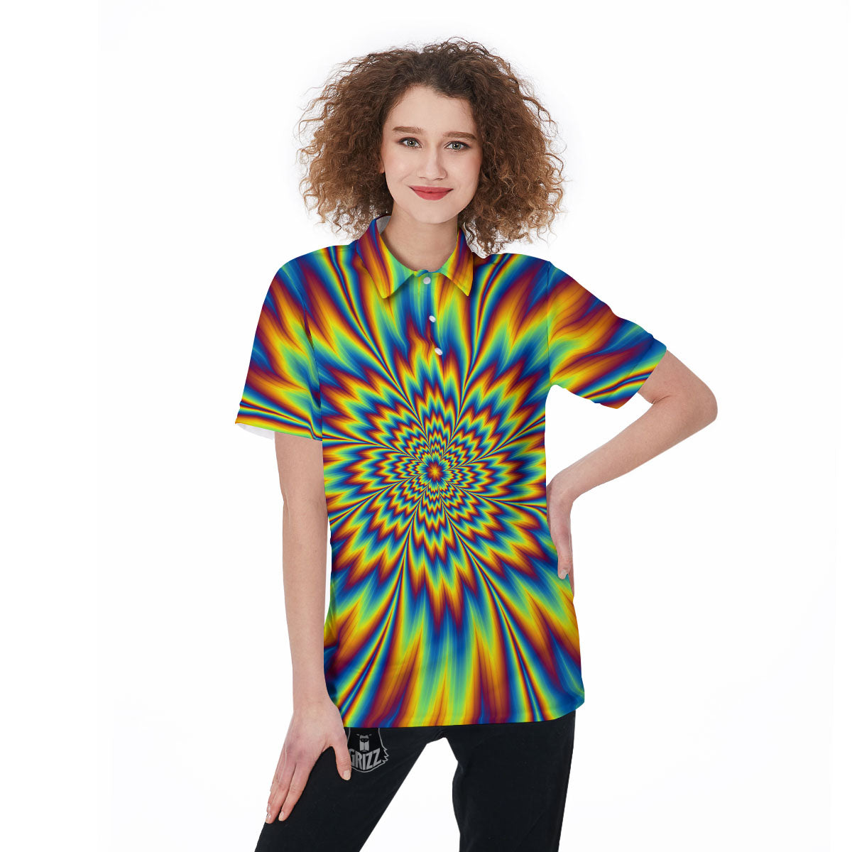 Optical Illusion Neon Psychedelic Women's Golf Shirts-grizzshop