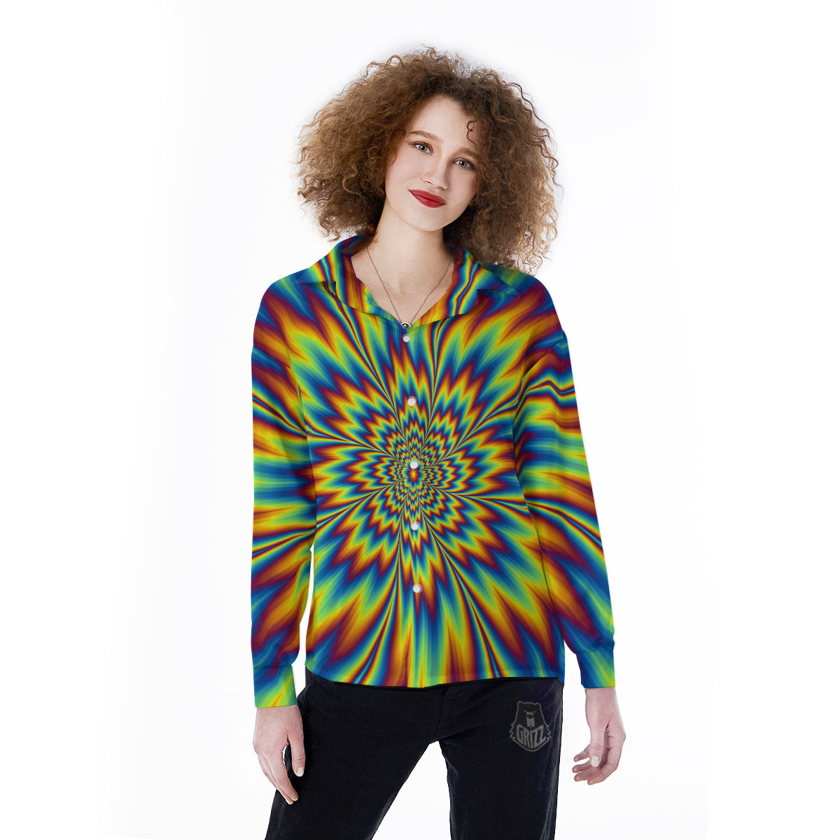 Optical Illusion Neon Psychedelic Women's Long Sleeve Shirts-grizzshop
