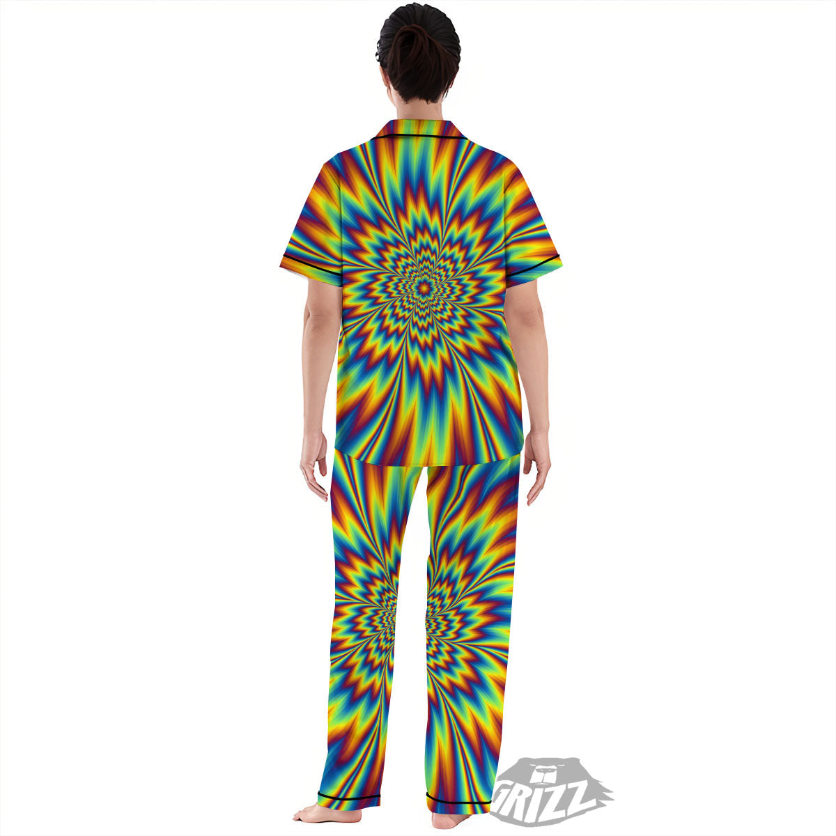 Optical Illusion Neon Psychedelic Women's Pajamas Set-grizzshop