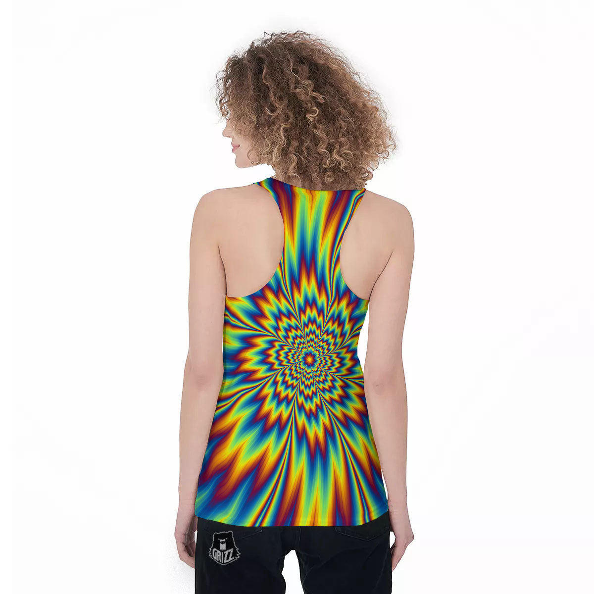 Optical Illusion Neon Psychedelic Women's Racerback Tank Top-grizzshop