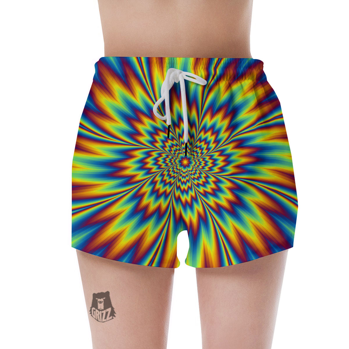 Optical Illusion Neon Psychedelic Women's Shorts-grizzshop