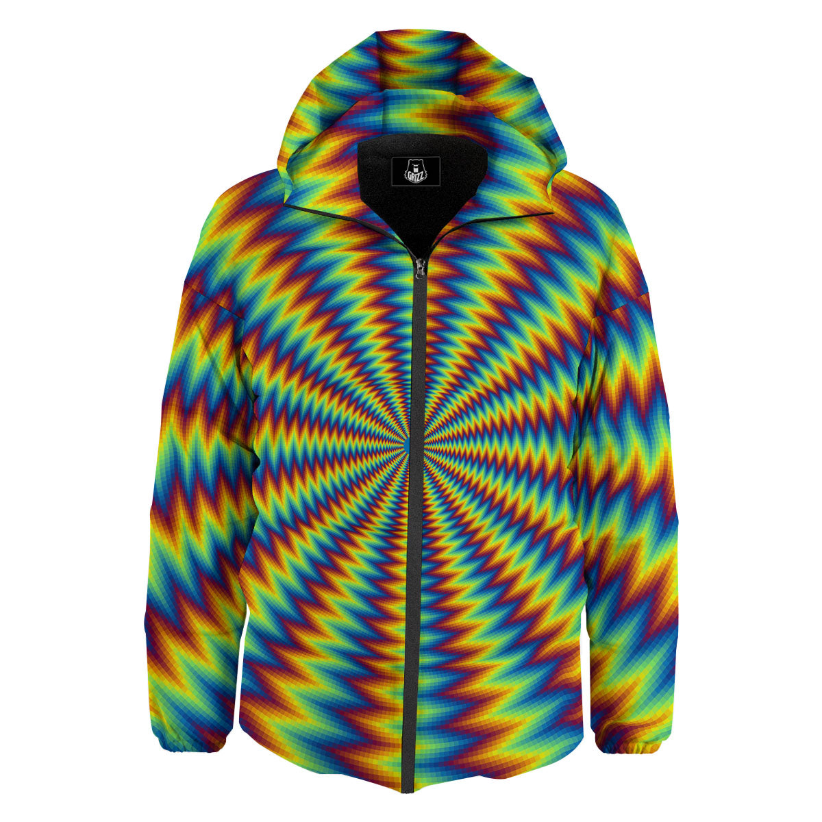 Optical Illusion Octagonal Psychedelic Down Jacket-grizzshop