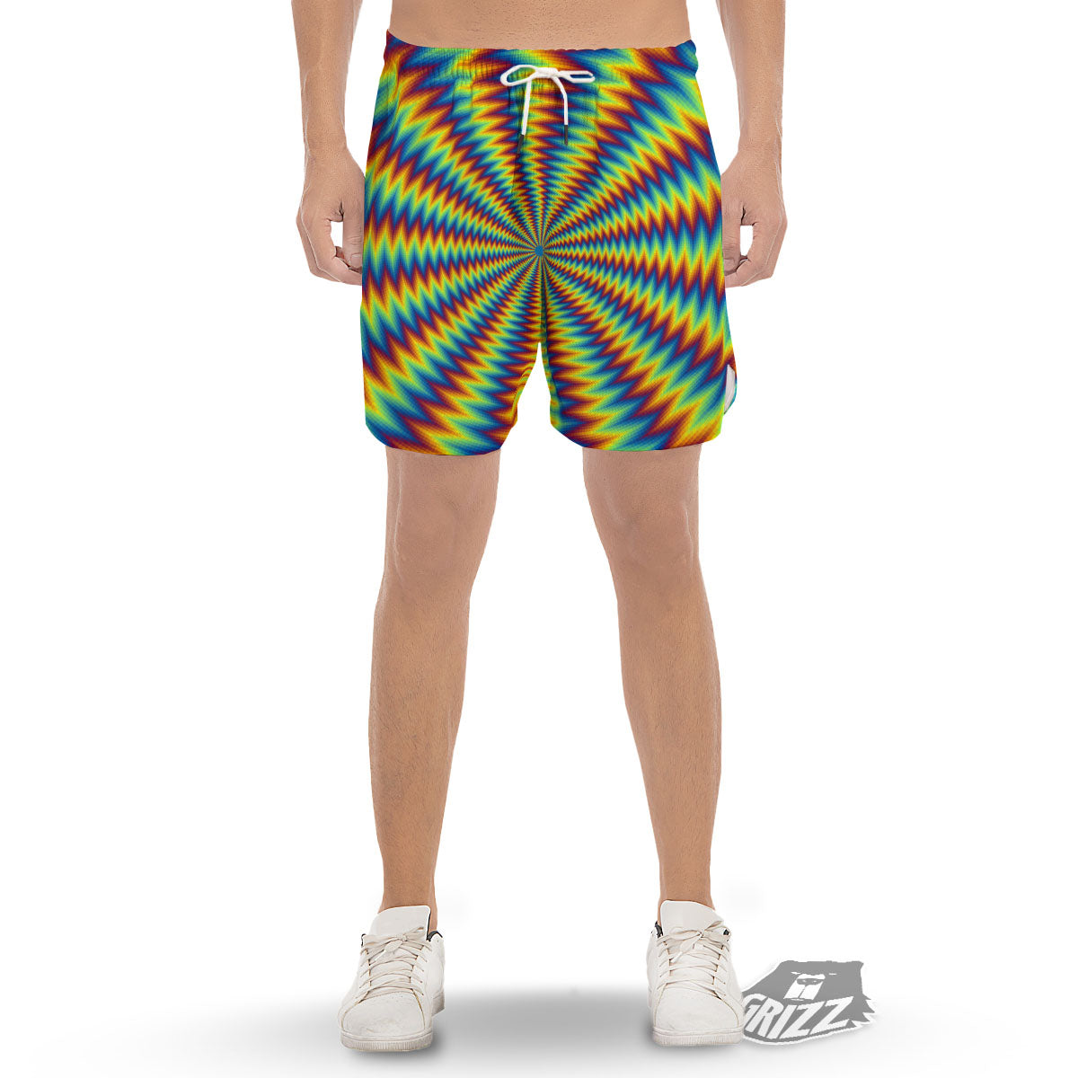Optical Illusion Octagonal Psychedelic Men's Gym Shorts-grizzshop