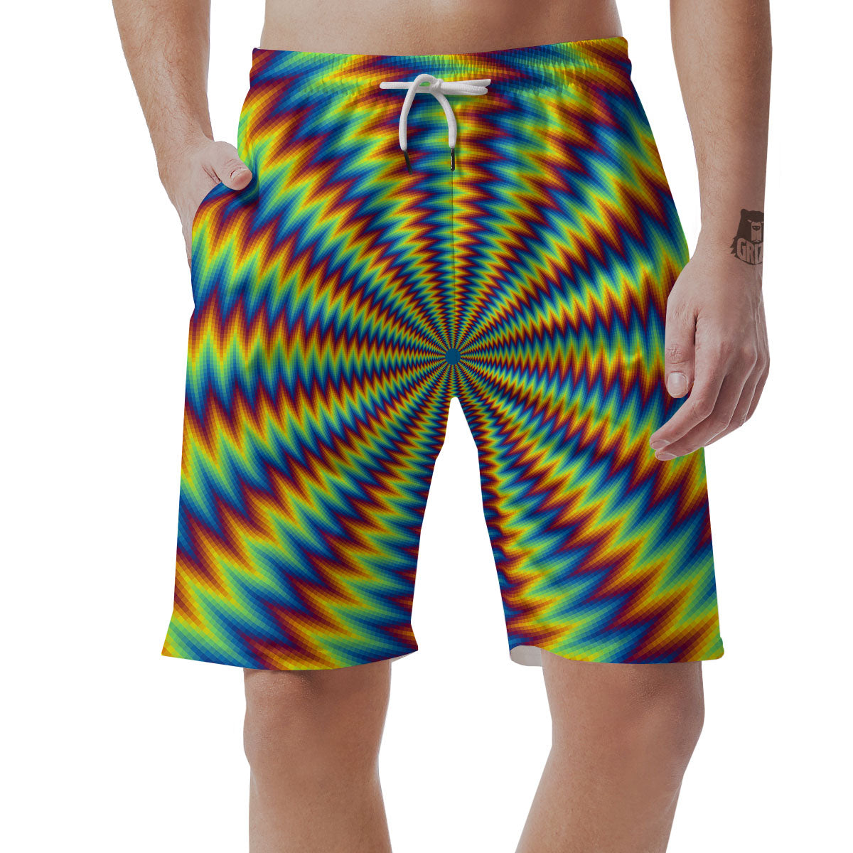 Optical Illusion Octagonal Psychedelic Men's Shorts-grizzshop