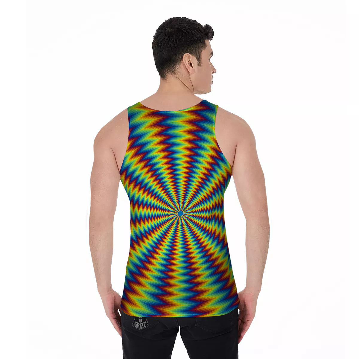 Optical Illusion Octagonal Psychedelic Men's Tank Top-grizzshop