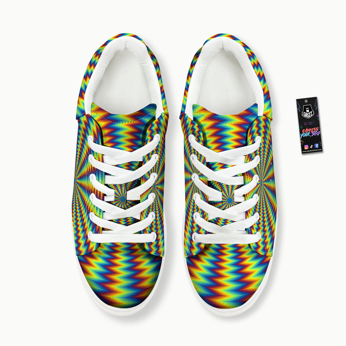 Optical Illusion Octagonal Psychedelic Platform Shoes-grizzshop