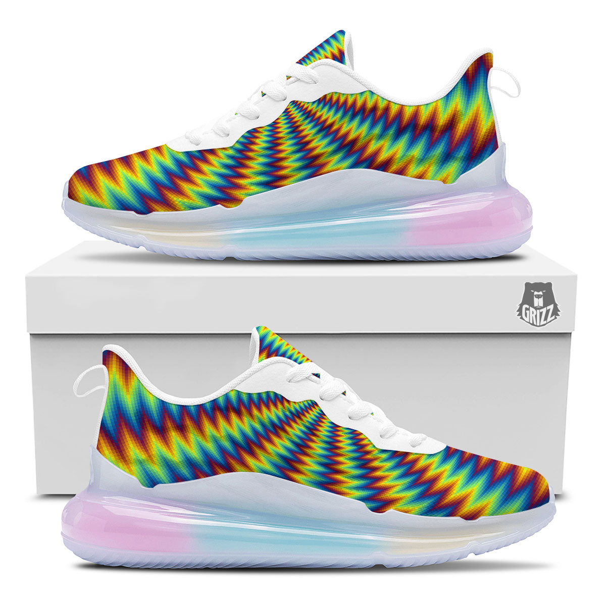 Optical Illusion Octagonal Psychedelic Running Sneakers-grizzshop