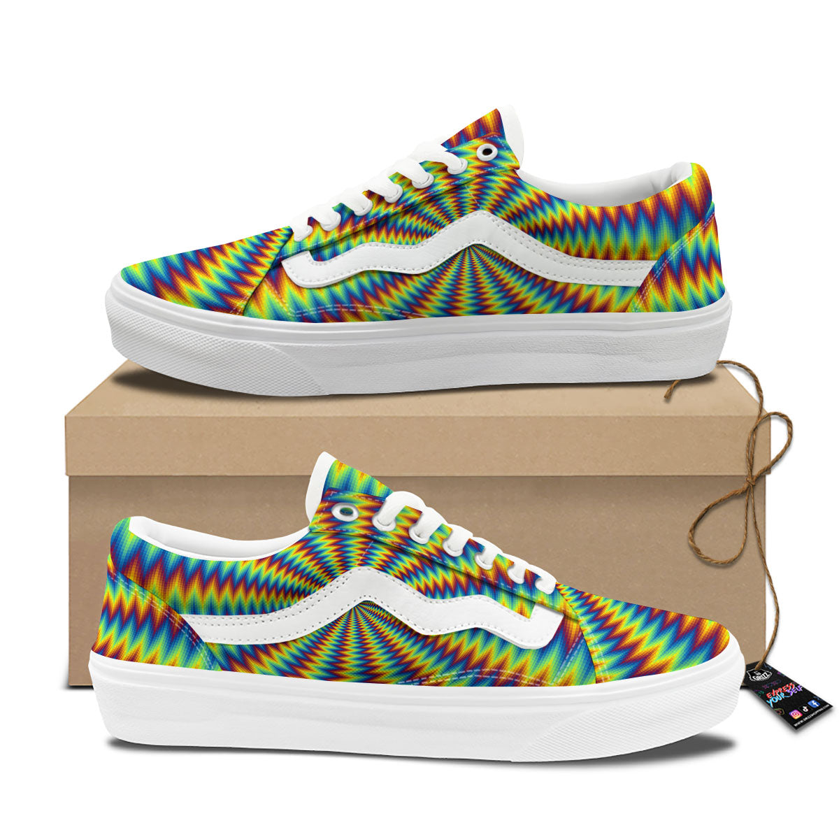 Optical Illusion Octagonal Psychedelic Skate Shoes-grizzshop