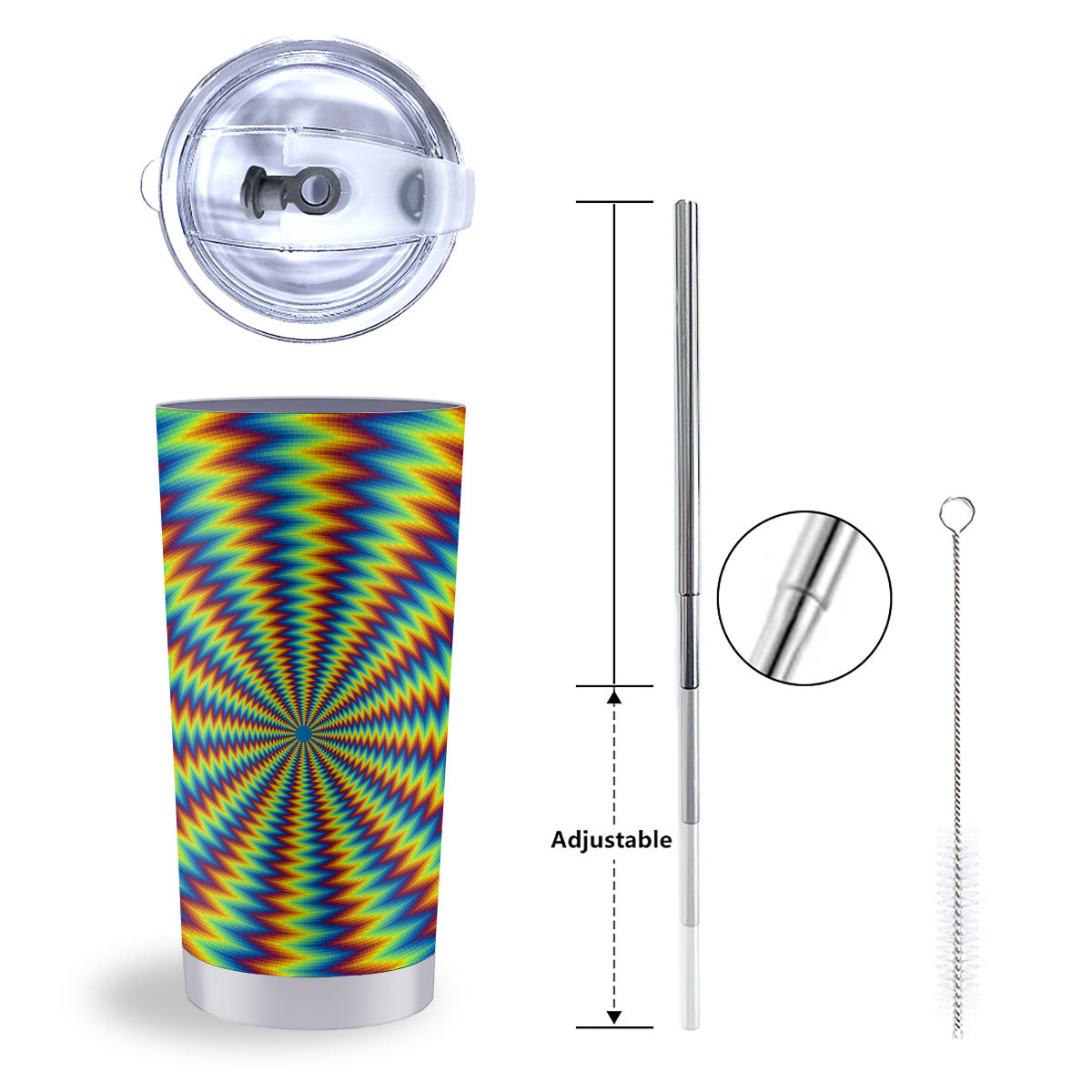Optical Illusion Octagonal Psychedelic Tumbler-grizzshop