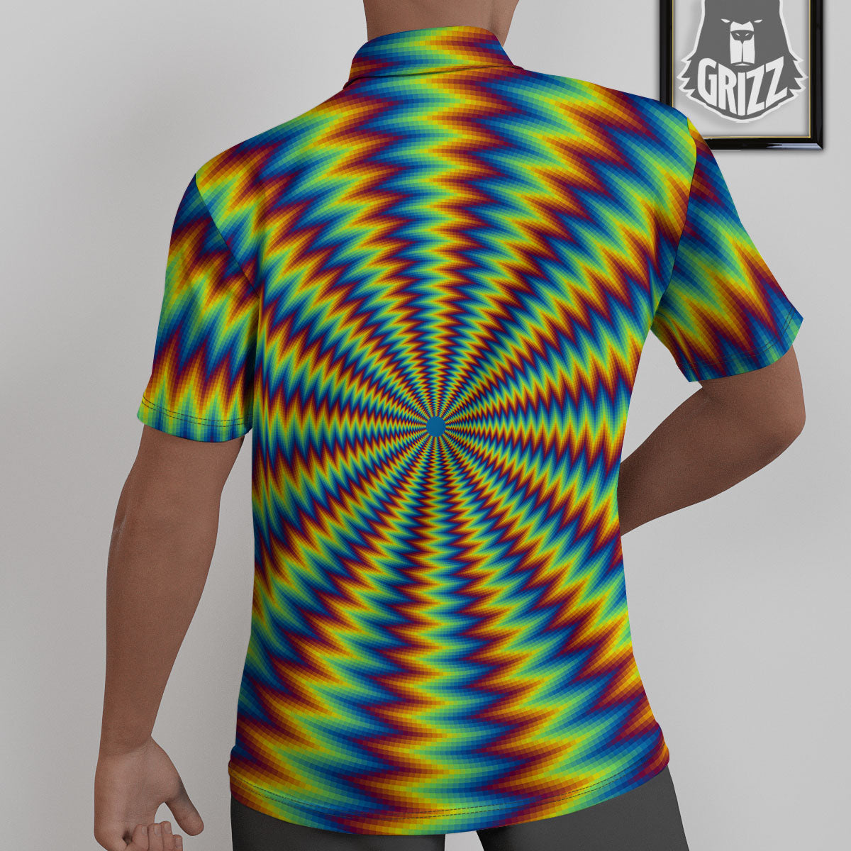 Optical Illusion Octagonal Psychedelic Untucked Shirts-grizzshop