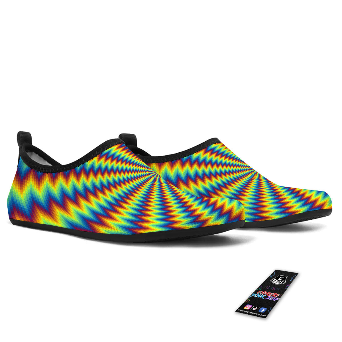 Optical Illusion Octagonal Psychedelic Water Shoes-grizzshop