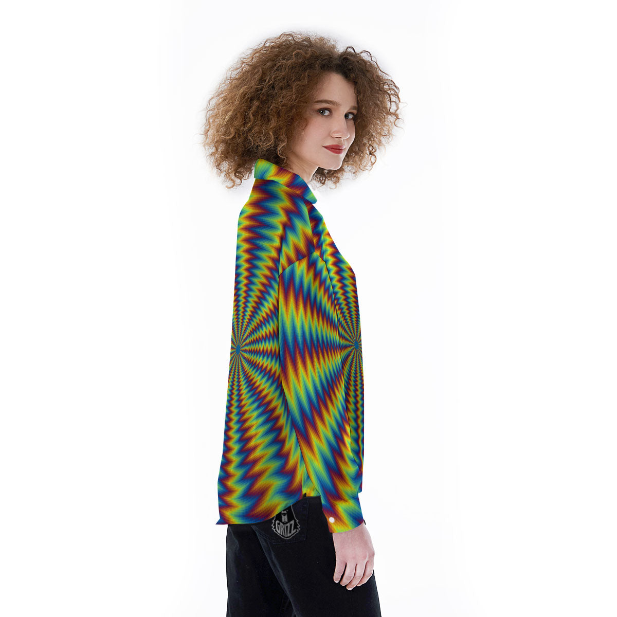 Optical Illusion Octagonal Psychedelic Women's Long Sleeve Shirts-grizzshop