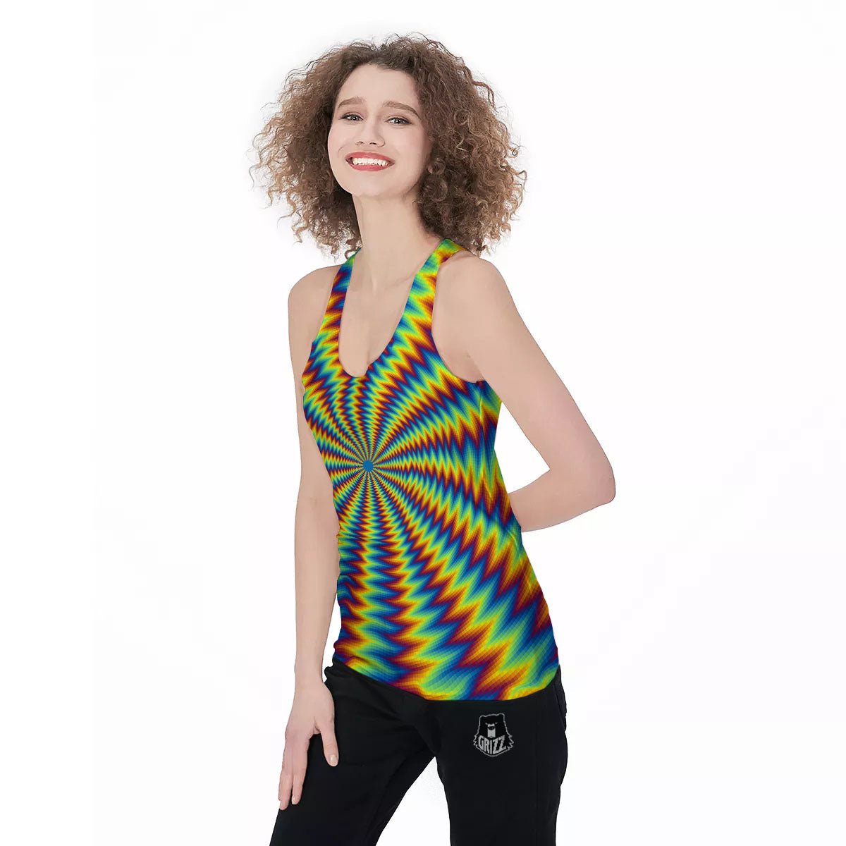 Optical Illusion Octagonal Psychedelic Women's Racerback Tank Top-grizzshop