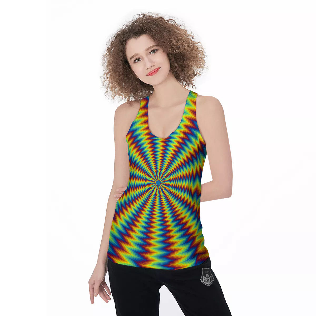Optical Illusion Octagonal Psychedelic Women's Racerback Tank Top-grizzshop