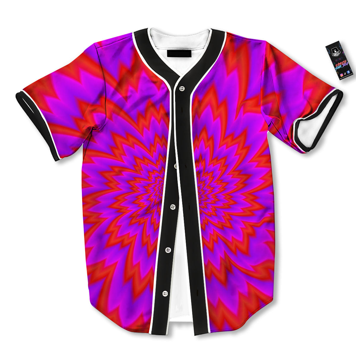 Optical Illusion Spiky Psychedelic Baseball Jersey-grizzshop