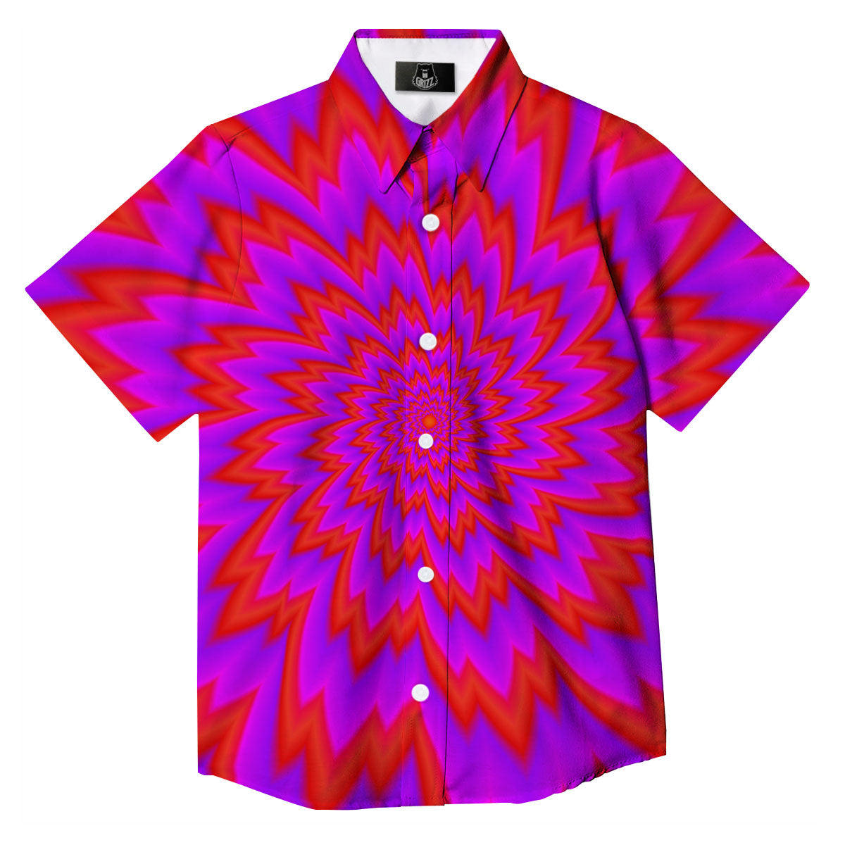 Optical Illusion Spiky Psychedelic Button Up Shirt-grizzshop