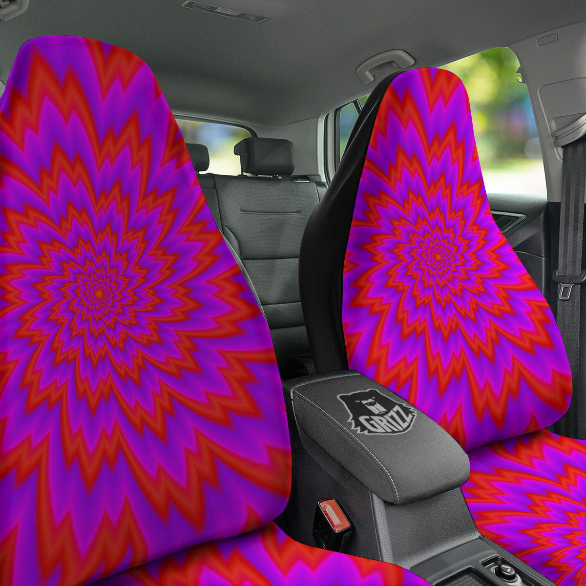 Optical Illusion Spiky Psychedelic Car Seat Covers-grizzshop