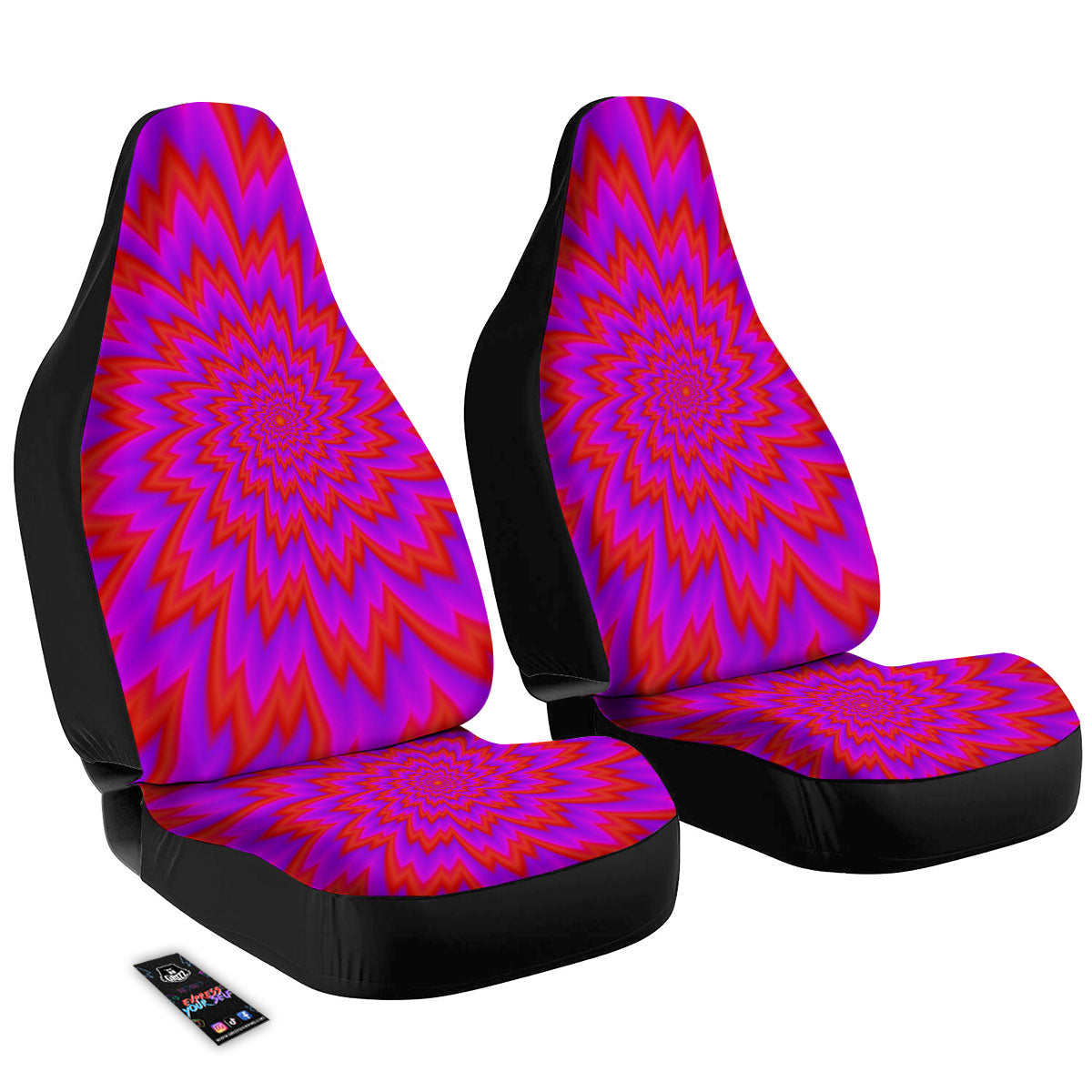 Optical Illusion Spiky Psychedelic Car Seat Covers-grizzshop