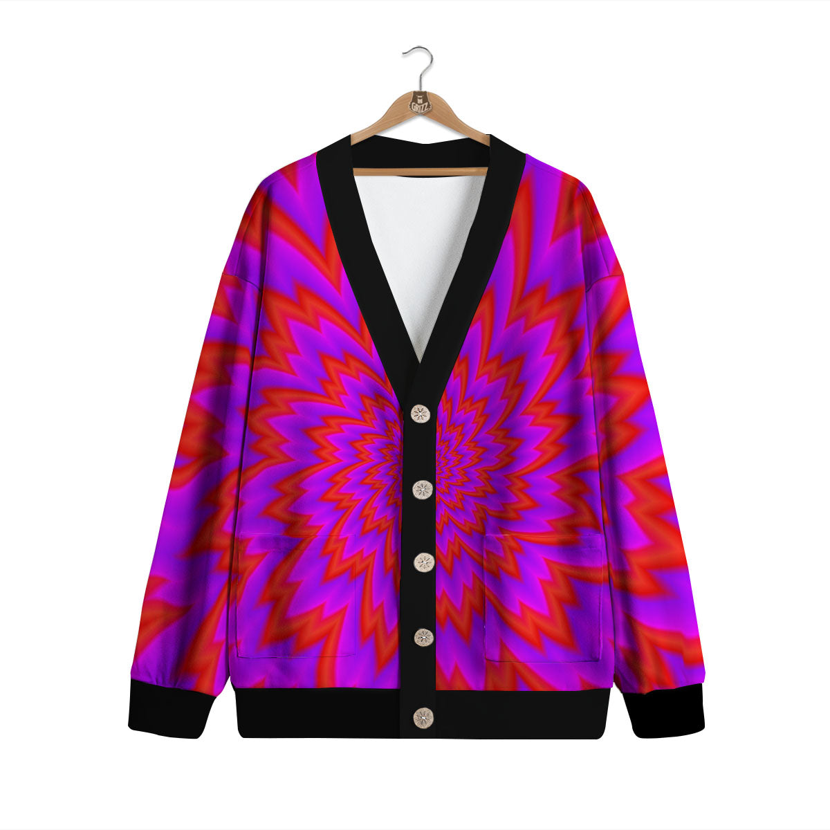 Optical Illusion Spiky Psychedelic Cardigan-grizzshop