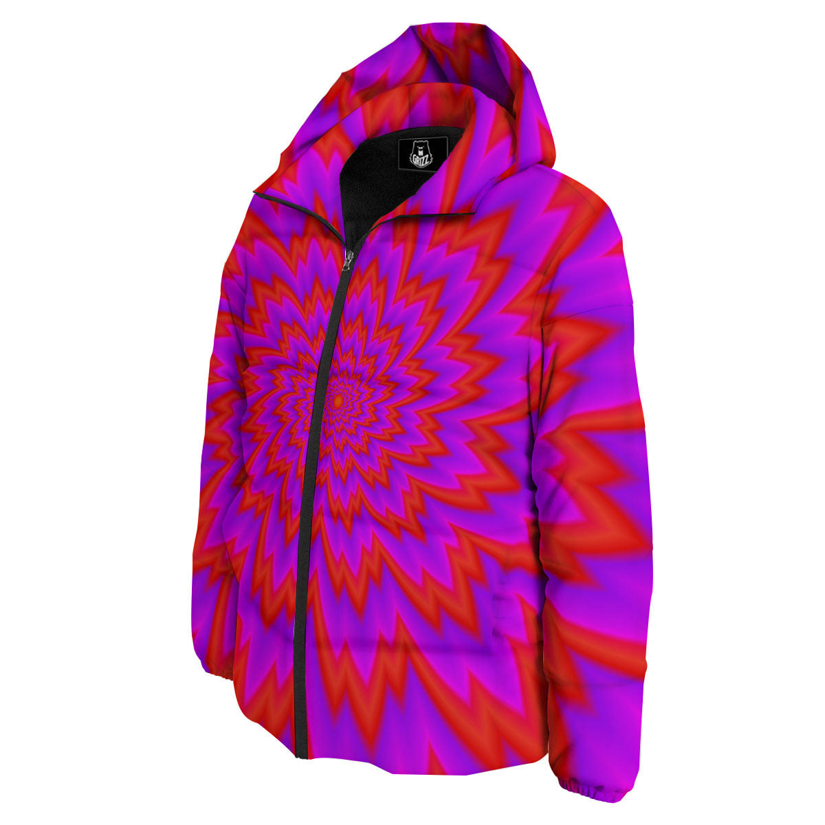 Optical Illusion Spiky Psychedelic Down Jacket-grizzshop