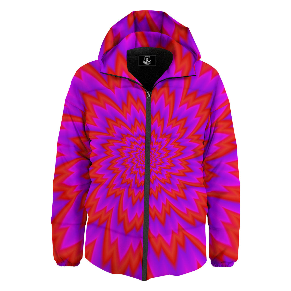 Optical Illusion Spiky Psychedelic Down Jacket-grizzshop