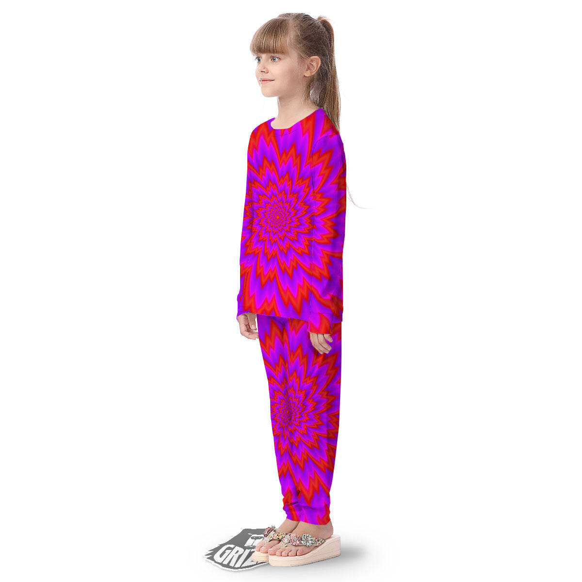 Optical Illusion Spiky Psychedelic Kid's Pajamas-grizzshop
