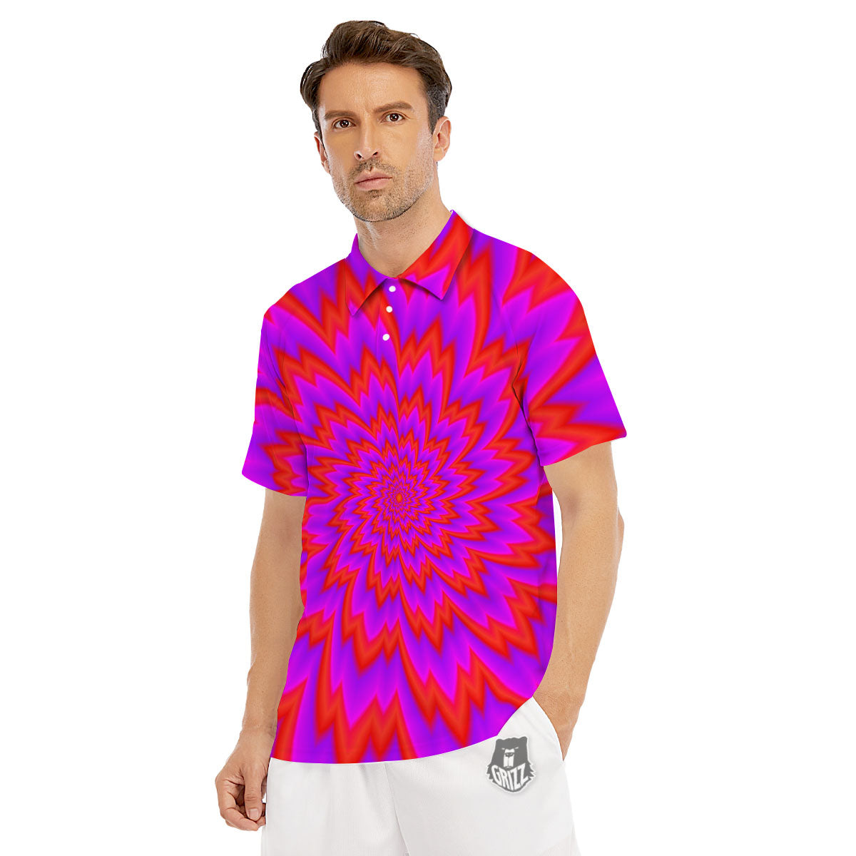 Optical Illusion Spiky Psychedelic Men's Golf Shirts-grizzshop