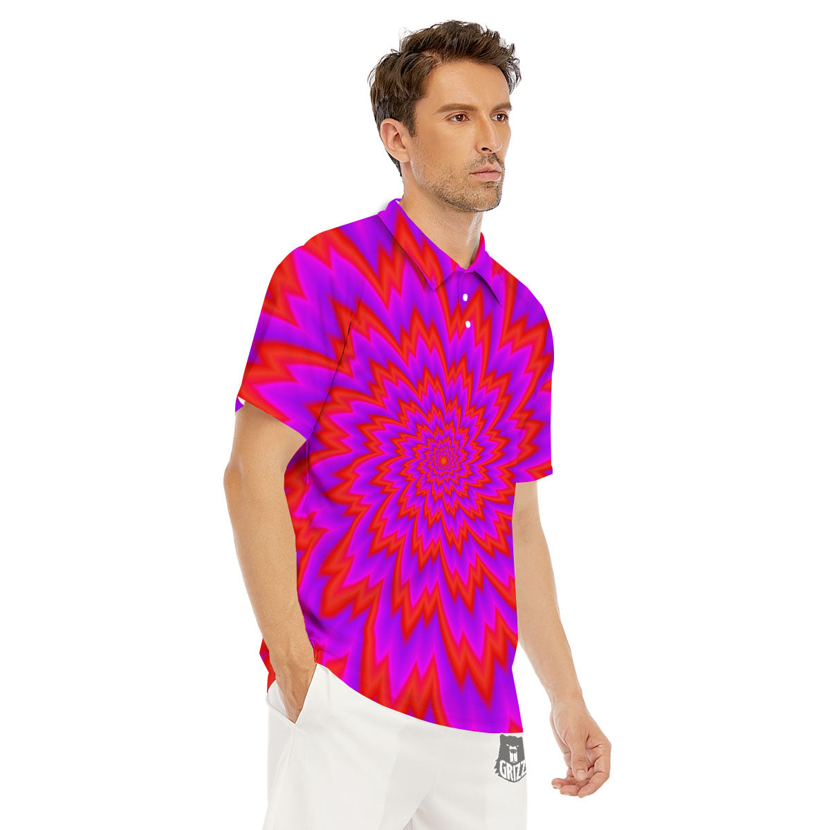 Optical Illusion Spiky Psychedelic Men's Golf Shirts-grizzshop