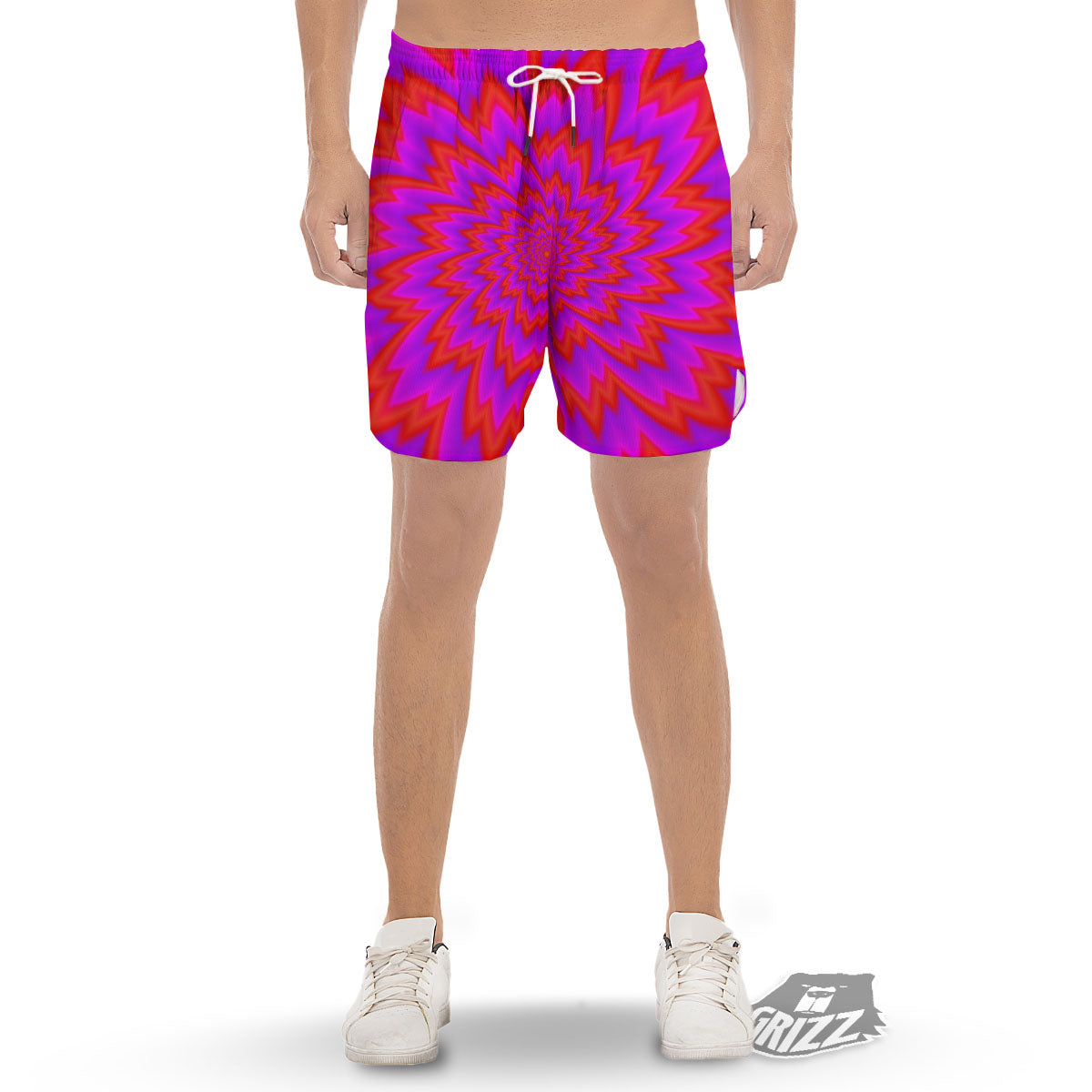 Optical Illusion Spiky Psychedelic Men's Gym Shorts-grizzshop