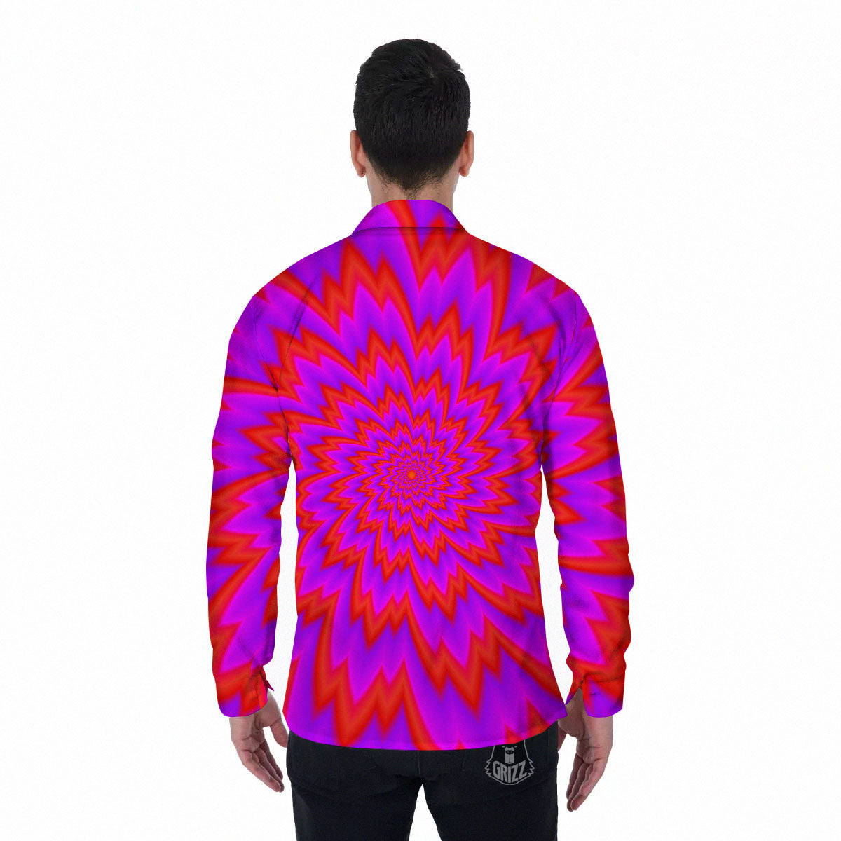 Optical Illusion Spiky Psychedelic Men's Long Sleeve Shirts-grizzshop