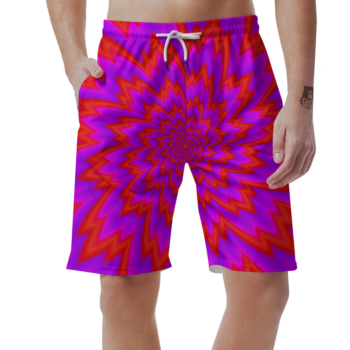 Optical Illusion Spiky Psychedelic Men's Shorts-grizzshop