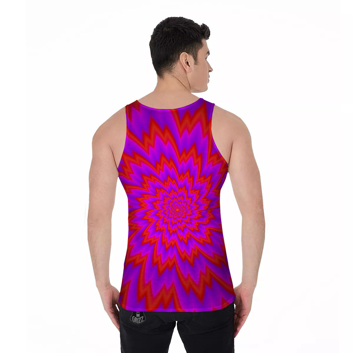 Optical Illusion Spiky Psychedelic Men's Tank Top-grizzshop