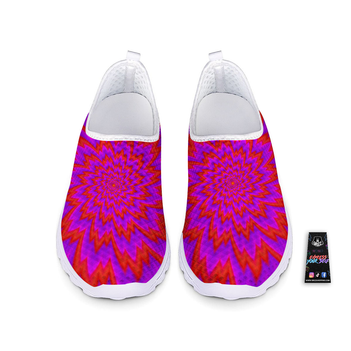 Optical Illusion Spiky Psychedelic Nurse Shoes-grizzshop