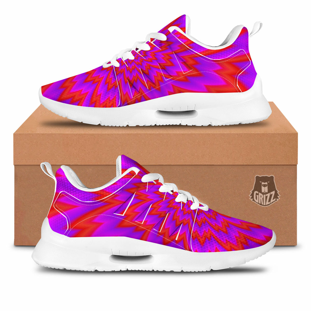 Optical Illusion Spiky Psychedelic Tennis Shoes-grizzshop